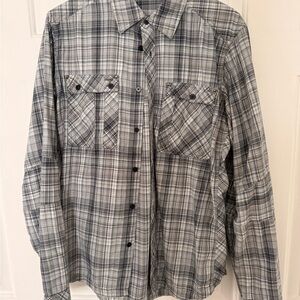Men's Grey Plaid Button-Up Shirt